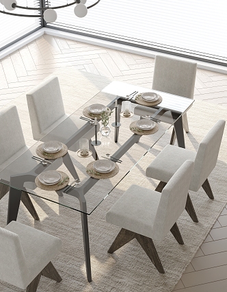 Dining table and chair combination 3d model