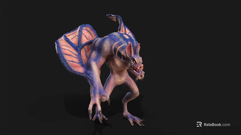 Fierce Mythical Winged Creature With Bat Like Wings And Sharp Claws 3d model 