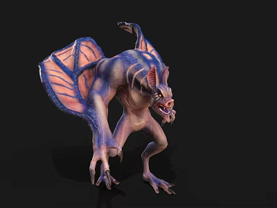 Fierce Mythical Winged Creature With Bat Like Wings And Sharp Claws 3d model
