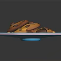 Delicious Chocolate Chip Cookies On Red And White Striped Plate With Crumbled Pieces