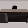 Modern Dark Brown Office Desk With Roller Shutter Cabinet and Black Office Chair Setup