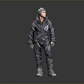 3D Character Model In Gray Hoodie And Pants Standing Casual Pose Full View