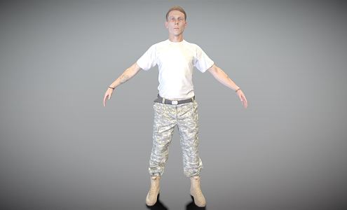 Modern Man Young American Soldier 3d model