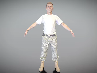 Modern Man Young American Soldier 3d model