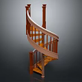 Wooden Spiral Staircase With Curved Handrail Decorative Balusters And Smooth Treads