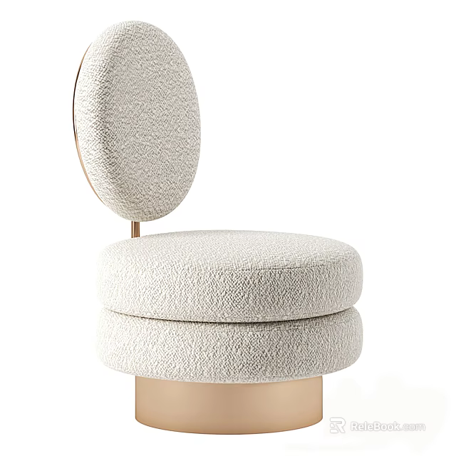Modern Single Sofa With Round Fabric Back And Metal Base Design 3d model 