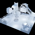 Children's Playground Equipment With Modern Slide Climbing Structure Circular Platform And Geometric Shapes