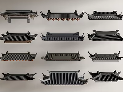 Ancient Architecture Roof Eaves Components With Various Traditional Design And Structural Details 3d model