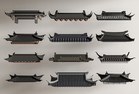 Chinese-style Eaves Ancient Building Eaves Line Eaves Tile Ridge Roof Building Components 3d model