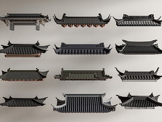 Chinese-style Eaves Ancient Building Eaves Line Eaves Tile Ridge Roof Building Components 3d model