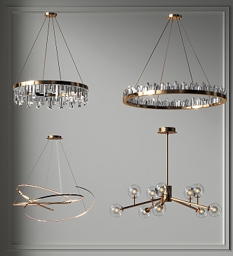 Chandelier Combination Light Luxury Crystal Chandelier Multi-head Metal Ring Chandelier Guest Dining Room Chandelier Hall Bedroom Chandelier Office Chandelier Study Room Tea Room Chandelier 3d model