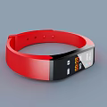 Tech Exhibition Hall Featuring Red Smart Bracelet With Digital Time And Fitness Data