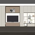 Modern Cream Style TV Background Wall TV Cabinet Jewelry Ornaments 3d model