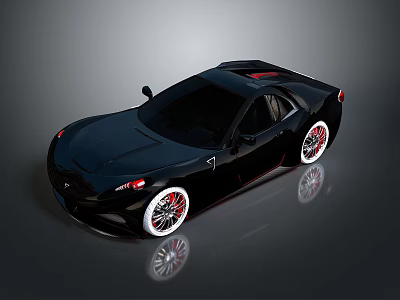 Black Sports Car With Sleek Modern Design Red Rims And Shiny Exterior 3d model