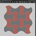 Gray And Red Interlocking Wavy Floor Tiles With Decorative Mosaic Pattern