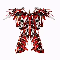 Red And White Mechanical Robot Ornament Decoration Set With Intricate Winged Structure 3d model