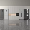 Modern Kitchen Interior Showcasing Various Refrigerators And Freezers In Black White Colors