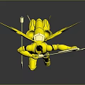 Mythical Game Movie Character In Golden Armor With Bow And Wings