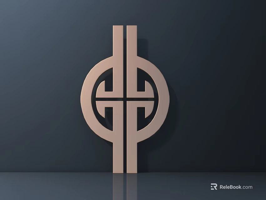 Modern Copper Geometric Handle With Circular Crossed Lines Design And Reflection On Dark Background 3d model 