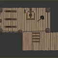 Wooden Platform Structure With Wooden Pillars Steps Beam And Rope