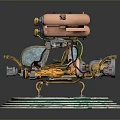 Detailed Cosmic Spacecraft Model With Multiple Thrusters And Circular Metallic Base