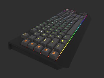 Ergonomic Mechanical Gaming Keyboard With RGB Backlit And Orange Accent Keys 3d model