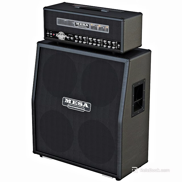 MESA Black Stacked Audio Speaker Amplifier Head and Cabinet Professional Sound Equipment 3d model 