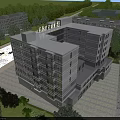 Modern Hotel Building Exterior With Illuminated Glass Facade Night Street View And Cars