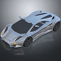 Silver Futuristic Sports Car With Sleek Aerodynamic Body Geometric Shapes Yellow Headlights And Black Wheels