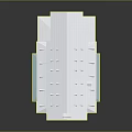 Classical Building Model Featuring White Roof Beige Walls Columns Green Awning Entrance Multi Story Design