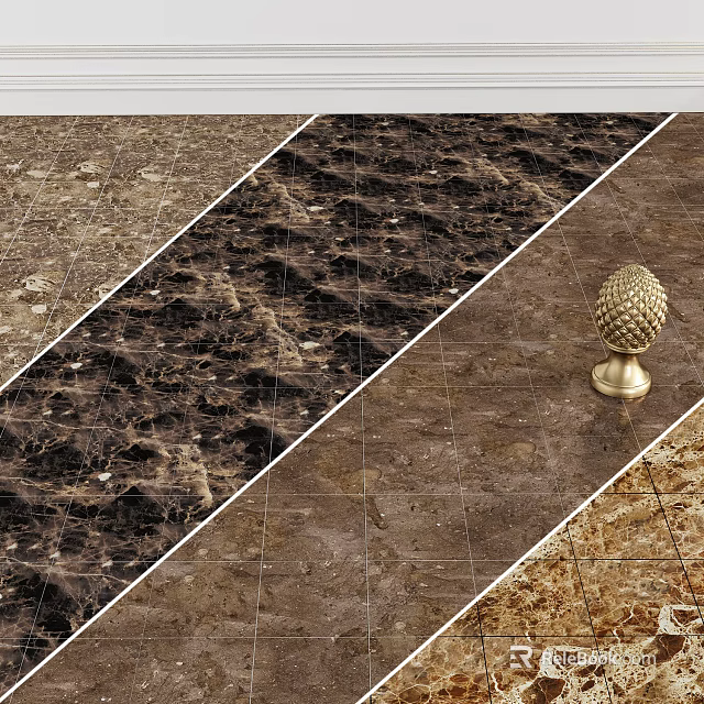 Modern Floor Tiles With Various Natural Textures And Warm Colors For Interior Design 3d model 