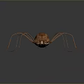 Realistic Brown Spider With Long Legs On Dark Reflective Surface 3d model