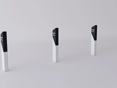 Three Modern Black And White Pillar Structures With Minimalist Design Features 3d model