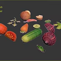 Fresh Colorful Vegetables For Healthy Diet Including Tomato Carrot Onion Cucumber And Green Leaves