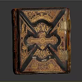 Vintage Decorative Leather Box With Intricate Patterns Engraved Text And Brass Clasps