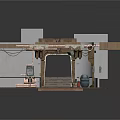 Architectural Building Model With Staircase Pipes Wooden Planks And Equipment