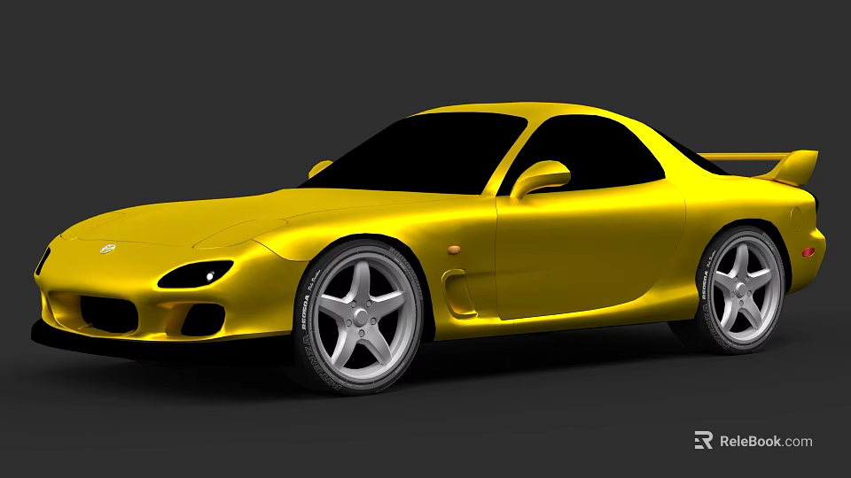 Yellow Two Door Sports Car With Sleek Design And Silver Wheels 3d model 