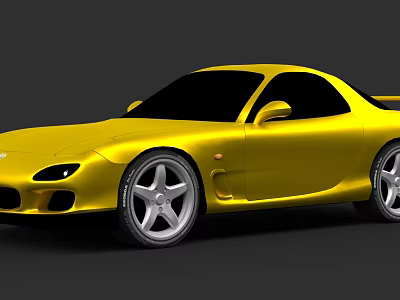 Yellow Two Door Sports Car With Sleek Design And Silver Wheels 3d model