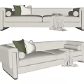 Modern double sofa multiplayer sofa 3d model