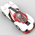 Red And White Building Blocks Sports Car Design With Detailed Structure