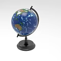 Decorative Globe Ornament Set for Home Decor with Black Base and Blue Ocean Design