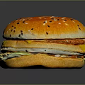 Delicious Juicy Hamburger With Egg Patty Fresh Lettuce And Sesame Seed Bun