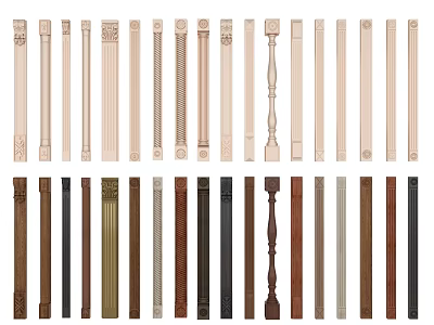 Various Styles Of Decorative Roman Columns In Different Colors And Designs 3d model