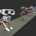 Electric Toy Robots With Mechanical Legs And Assorted Colorful Standing Designs