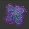 Vibrant Purple And Blue Gradient Leaves With Multiple Blades On Black Background