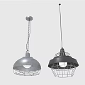 Modern Silver And Black Metal Pendant Lights With Wire Cage Shades