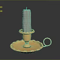 Elegant Gold Metal Candle Holder With White Candle Tray And Ring Handle Design