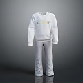 White Printed Sweatshirt With Gray Pants Casual Comfortable Daily Outfit