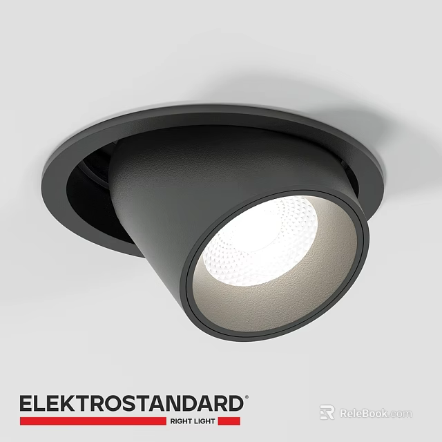 Black Round Recessed Downlight Spotlight With Modern Illuminated Ceiling Design 3d model 