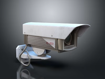 Projection Monitoring Surveillance Camera With White Casing And Mounted Security Design 3d model